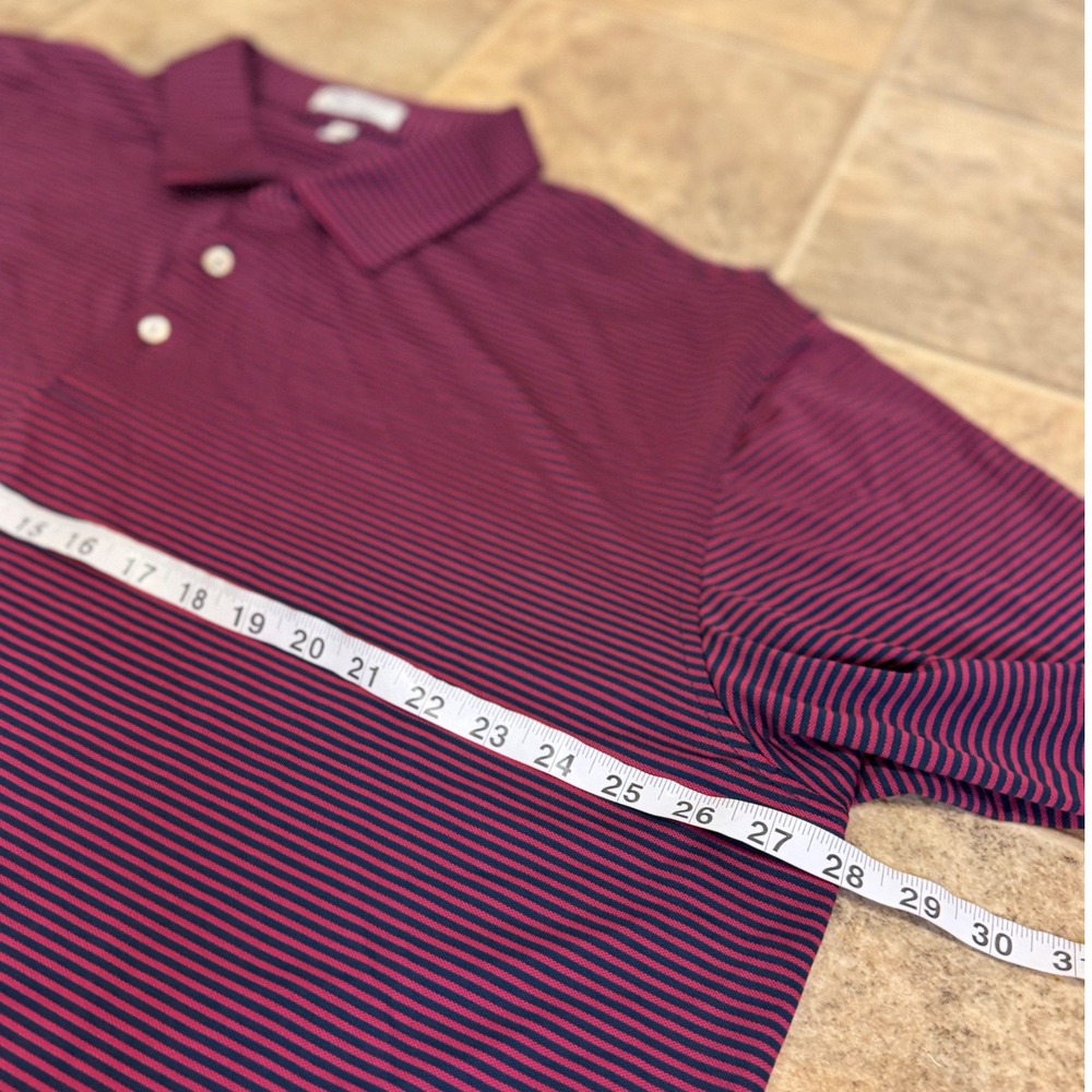 Peter Millar Summer Comfort Mens XXL Polo Burgundy Navy Stripe Squire Creek - Picture 5 of 16